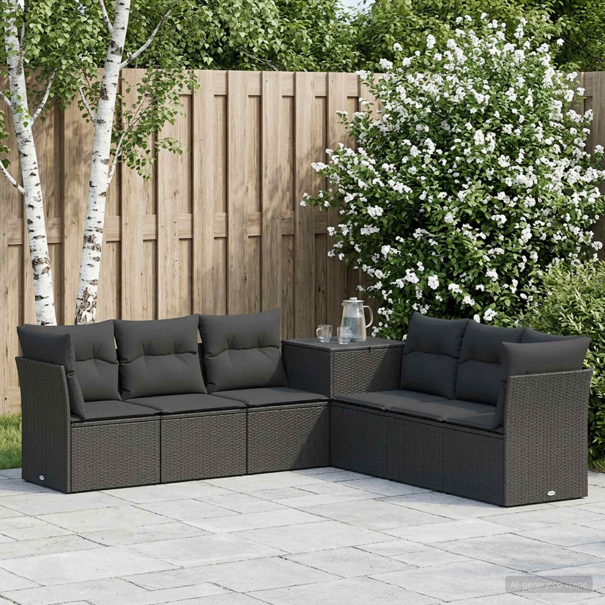 Set sofe 7 kom. Crna 234 x 234 x 85 cm Poli Rattan i čelik