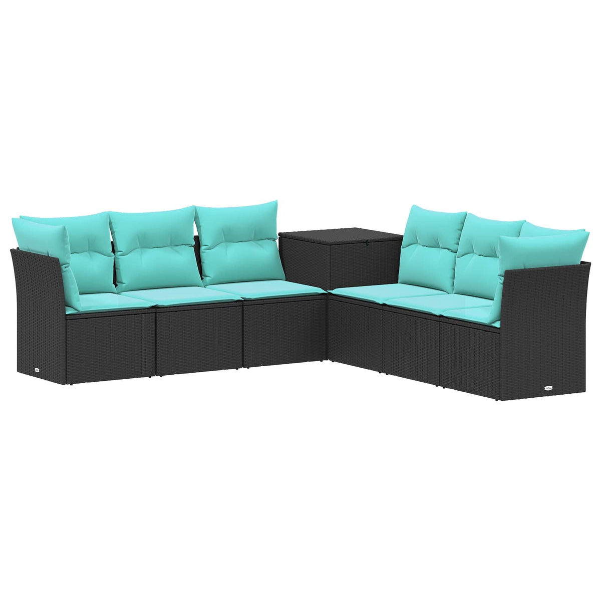 Set sofe 7 pcs Crna i Plava Poli Rattan i čelik