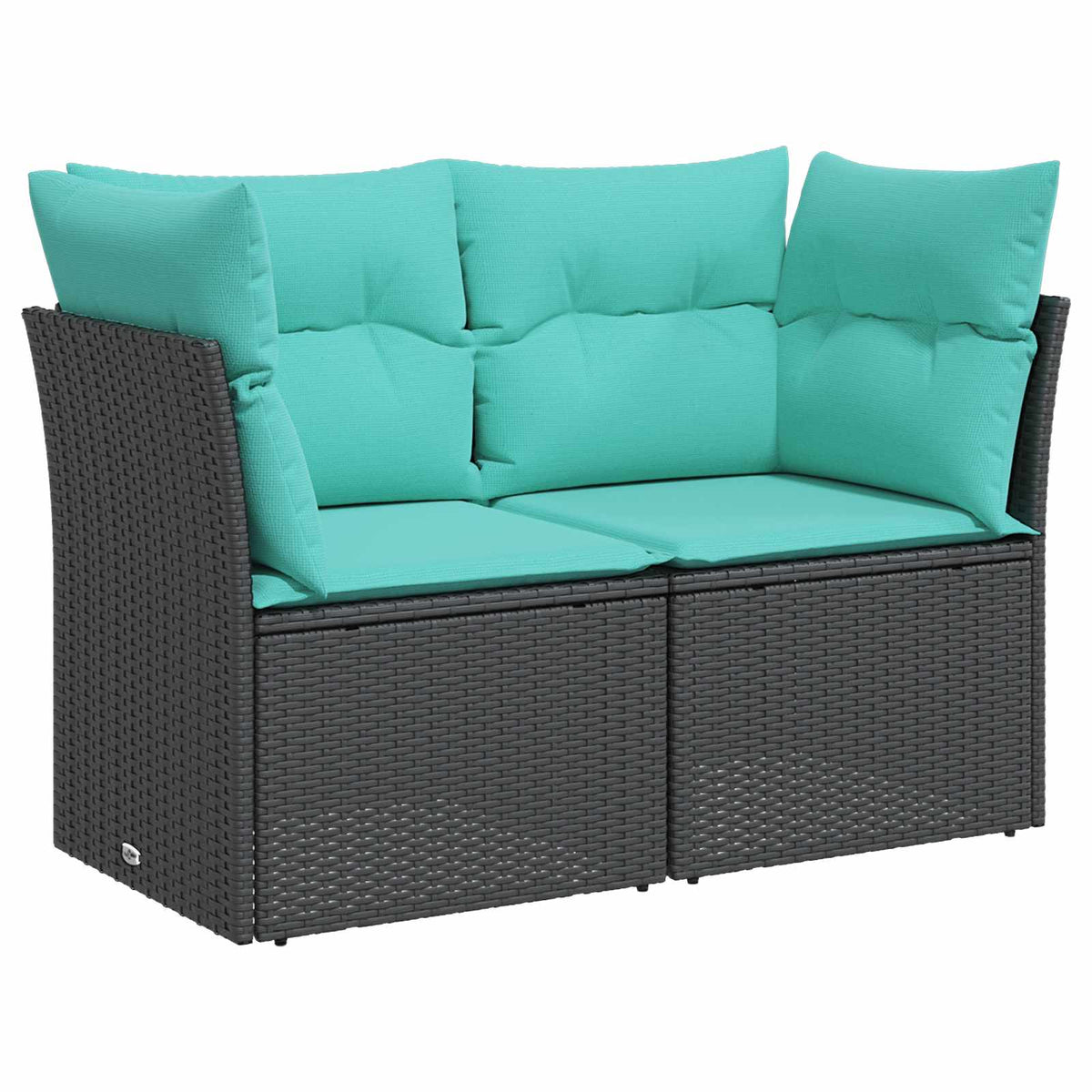Set sofe 7 pcs Crna i Plava Poli Rattan i čelik