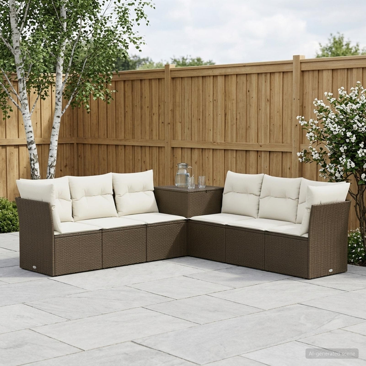Set sofe 7 kom. Smeđa i krem bijela 234 x 234 x 85 cm