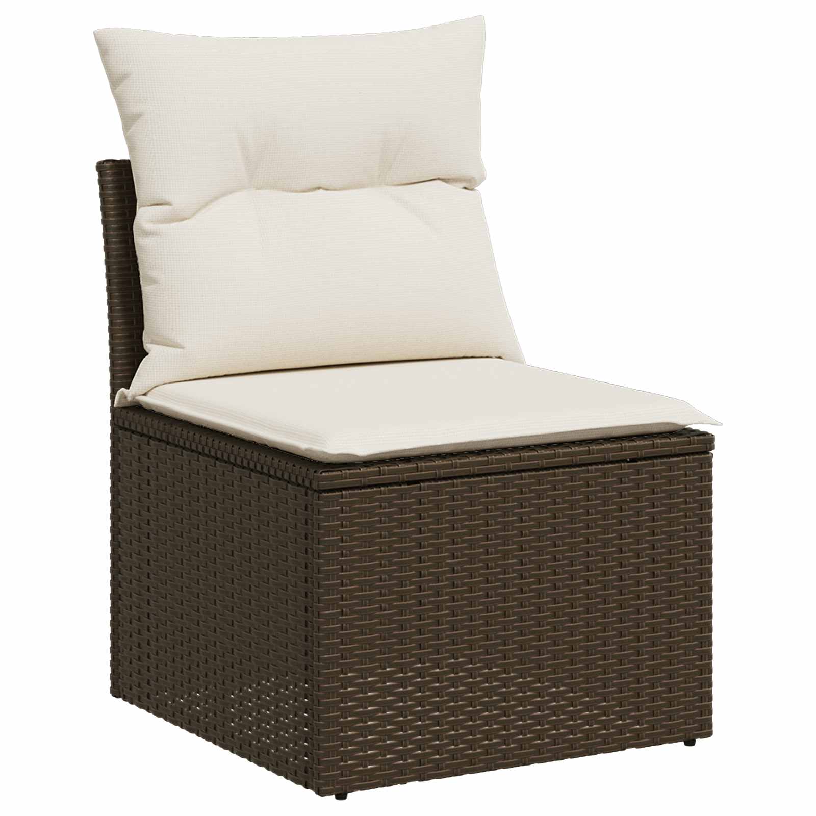Set sofe 7 pcs Smeđa i krem bijela Poli Rattan i čelik