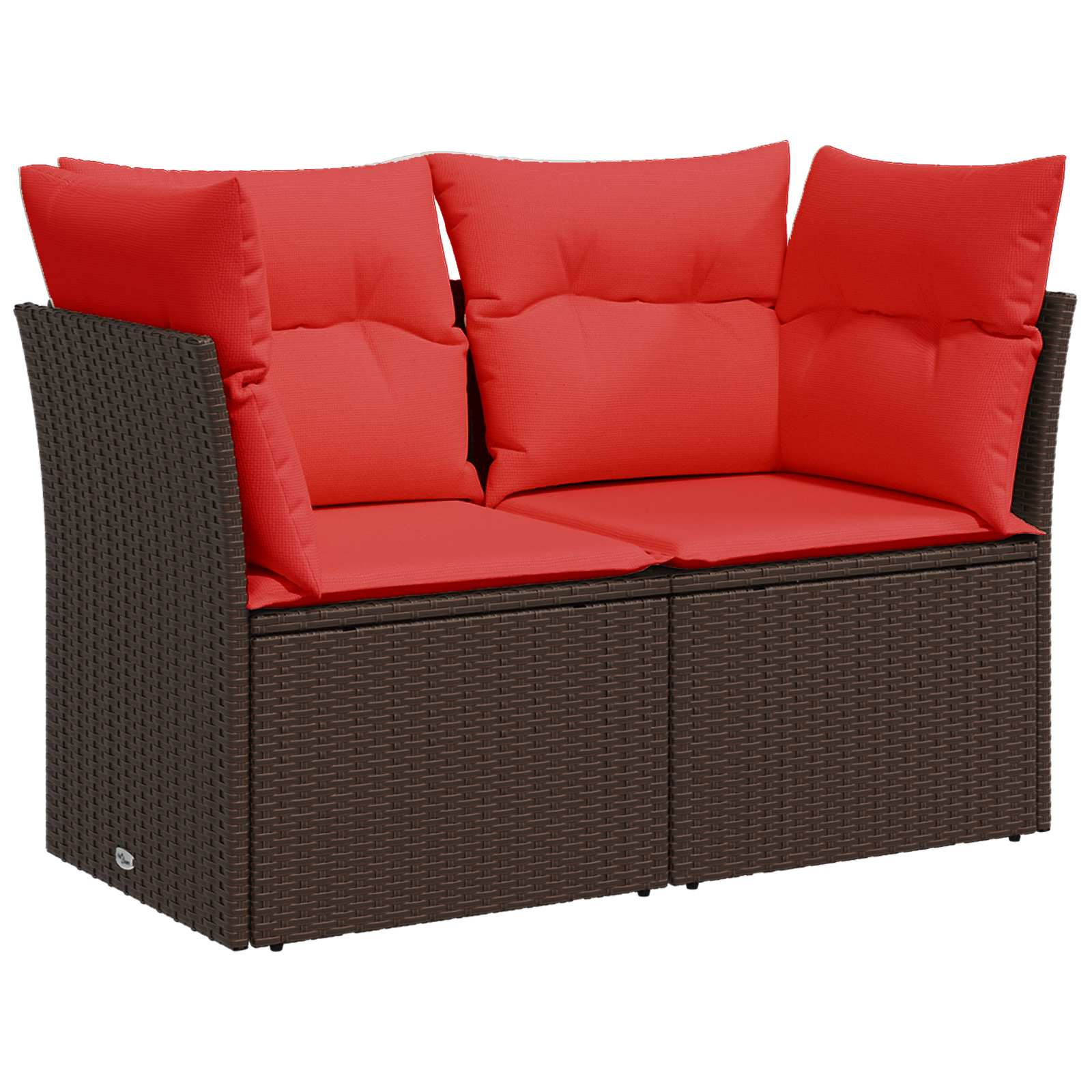 Set sofe 7 pcs Smeđa i crvena Poli Rattan i čelik
