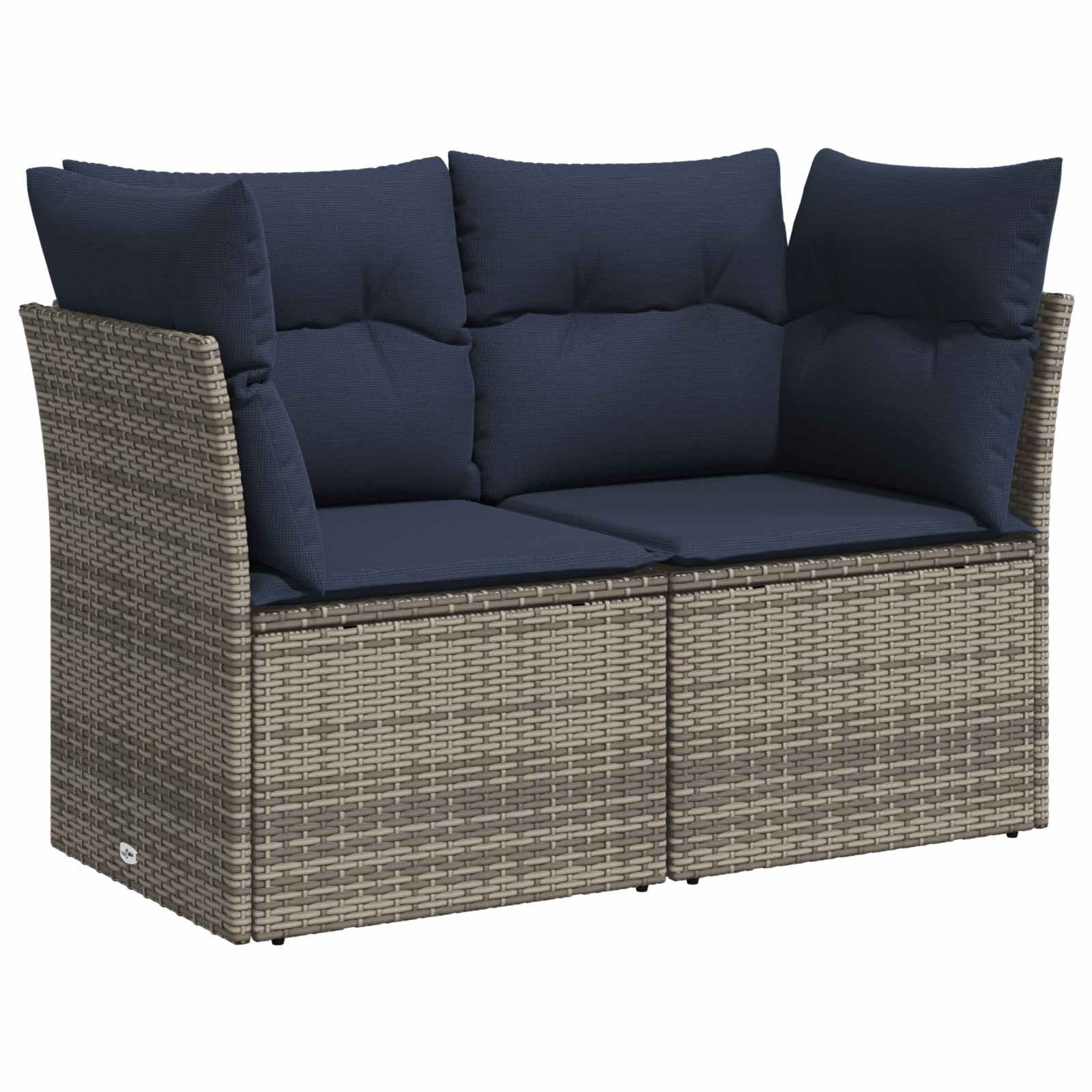 Set sofe 7 pcs Siva i tamnoplava Poli Rattan i čelik