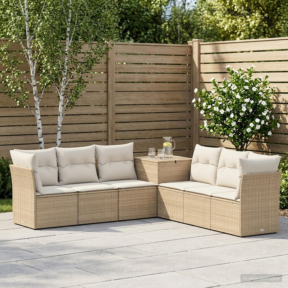 Set sofe 7 kom. Bež i krem bijela 234 x 234 x 85 cm