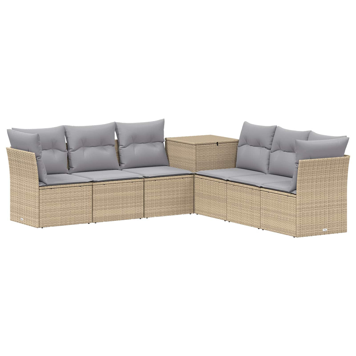 Set sofe 7 pcs Smeđa i crvena Poli Rattan i čelik