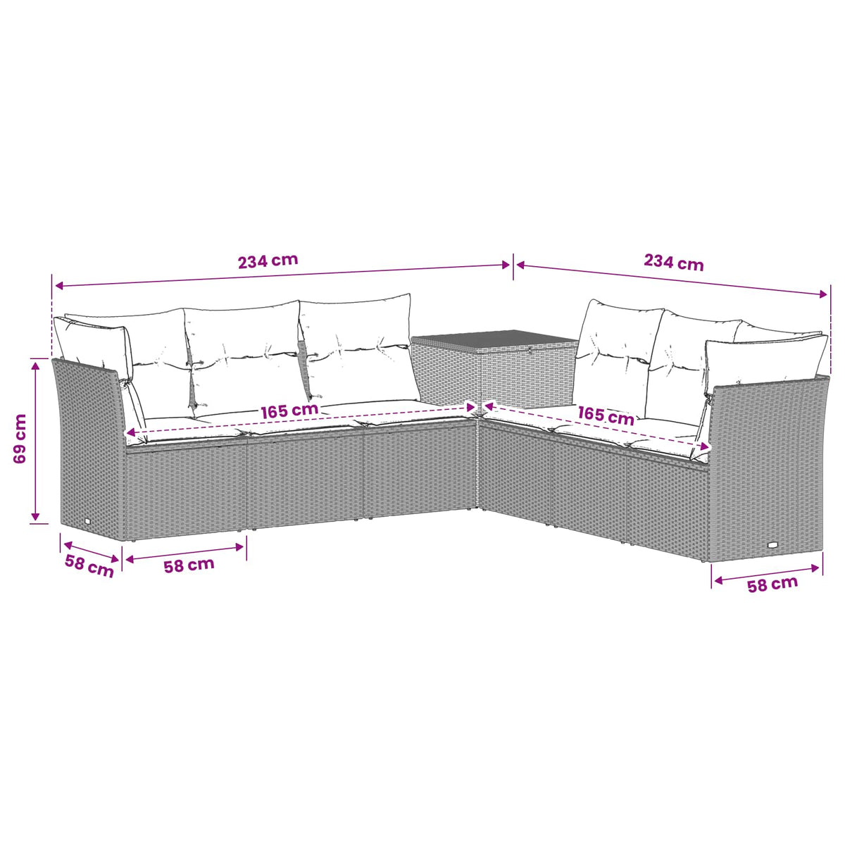 Set sofe 7 pcs Svijetlo siva i tamno siva Poli Rattan i čelik