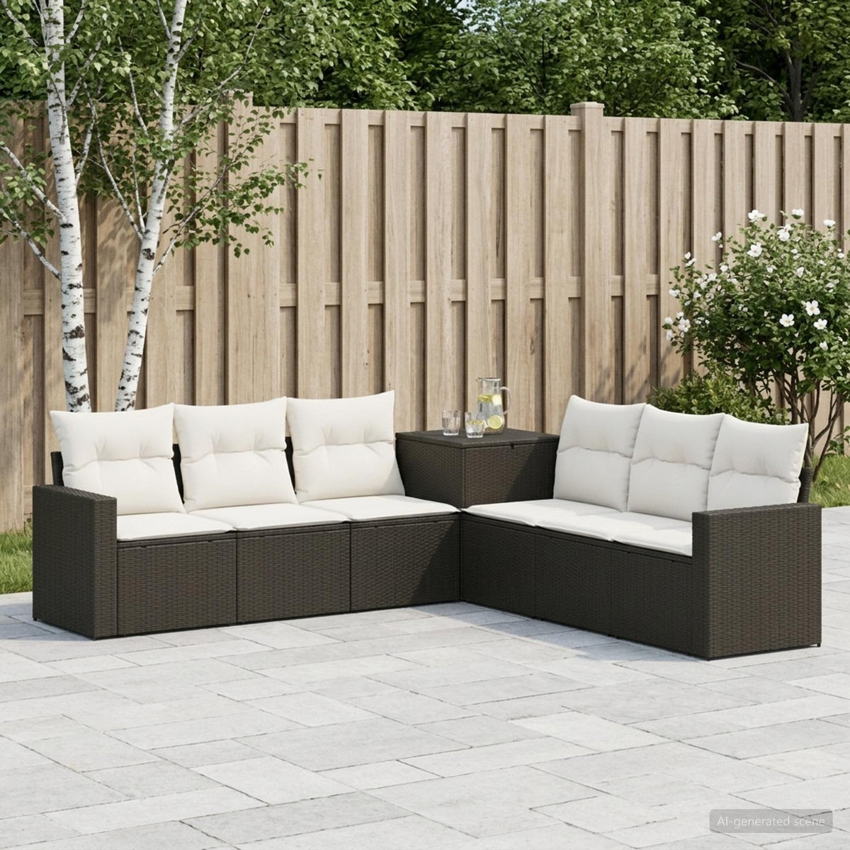 Set sofe 7 kom. Crna i krem-bijela 55 x 55 x 69 cm 237,5 x 237,5 x 85 cm
