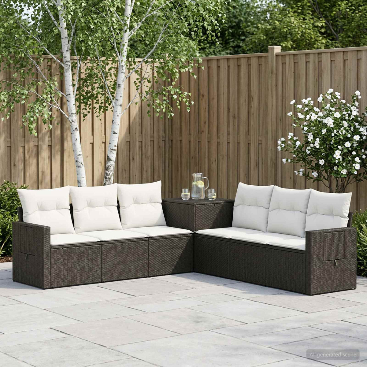 Set sofe 7 kom. Crna i krem-bijela 234 x 234 x 85 cm