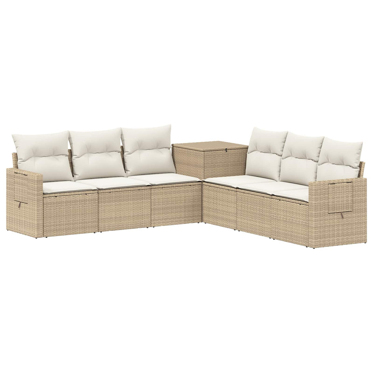 Set sofe 7 kom. Bež i krem bijela Poli Rattan i čelik