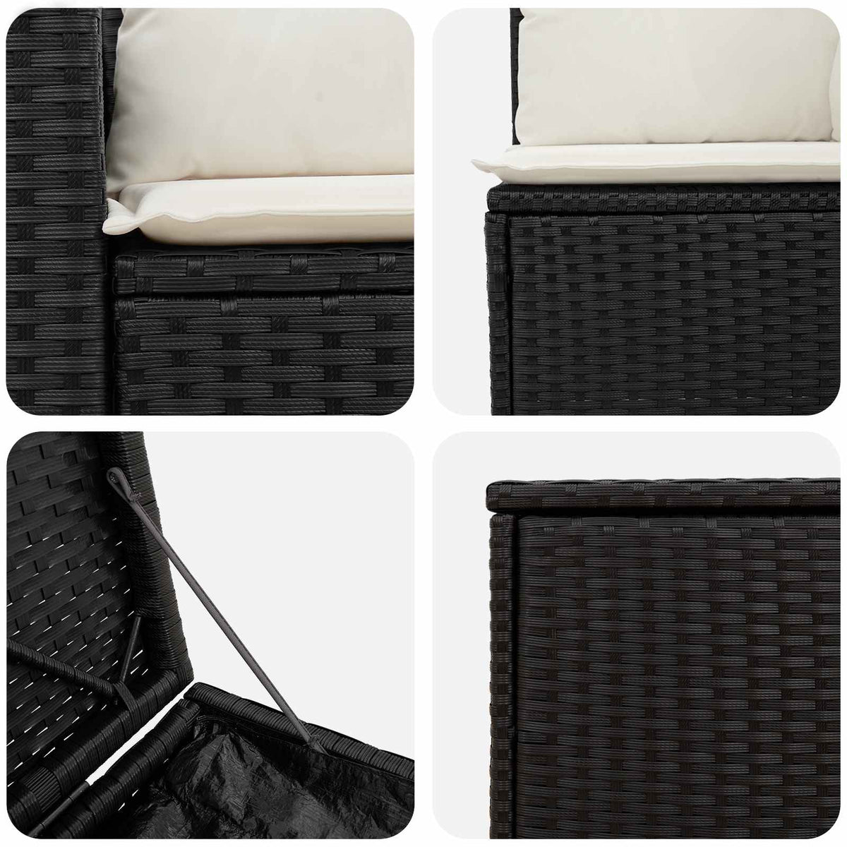 Set sofe 7 kom. Crna i krem-bijela 243 x 243 x 85 cm