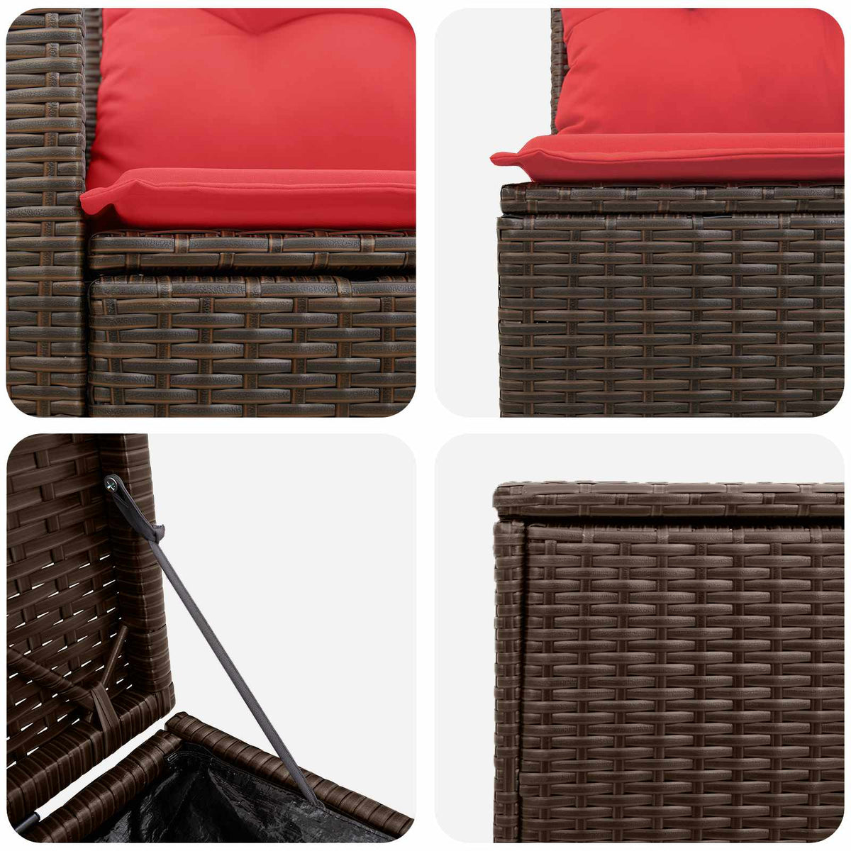 Set sofe 7 kom. Smeđa i crvena 55 x 55 x 69 cm 255 x 255 x 85 cm