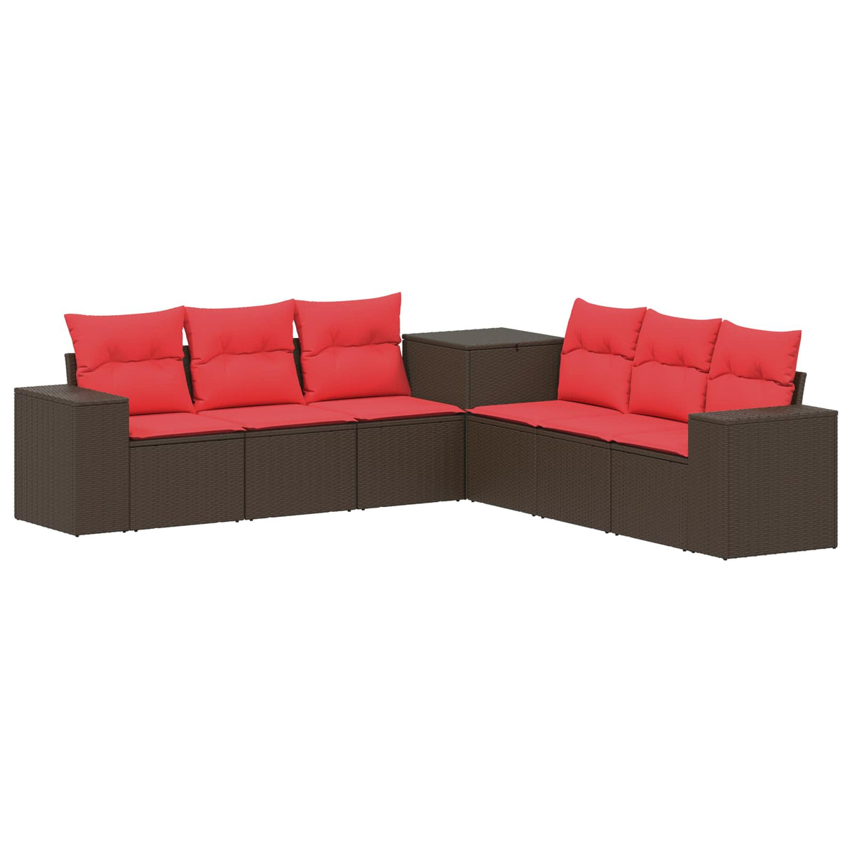 Set sofe 7 kom. Smeđa i crvena 55 x 55 x 69 cm 255 x 255 x 85 cm