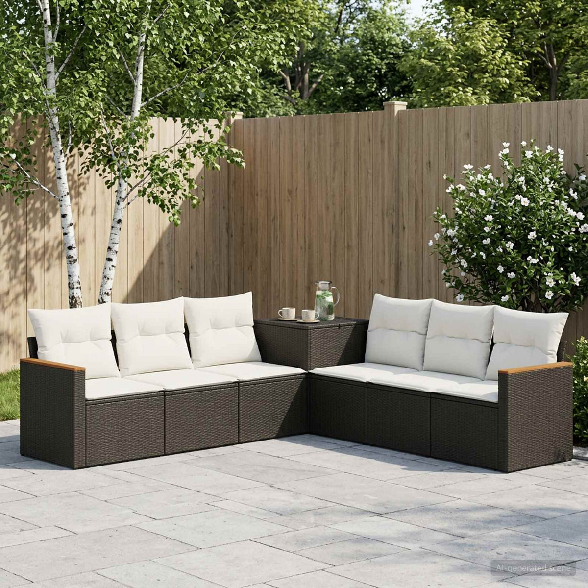 Set sofe 7 kom. Crna i krem-bijela 123 x 62 x 69 cm