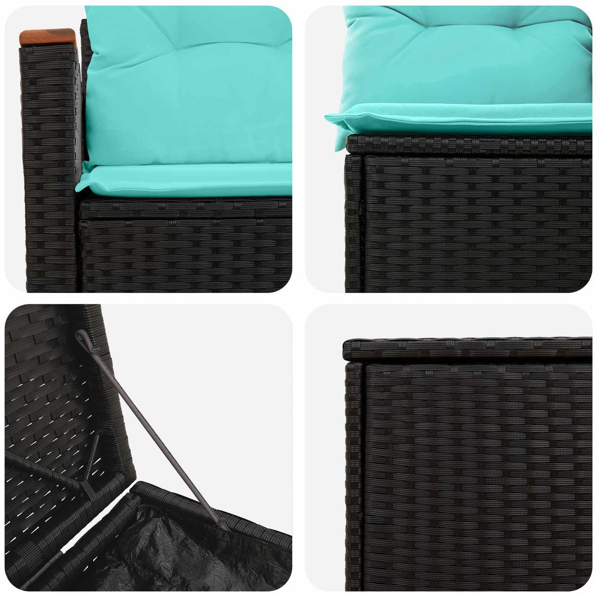 Set sofe 7 kom. Crna i Plava 123 x 62 x 69 cm