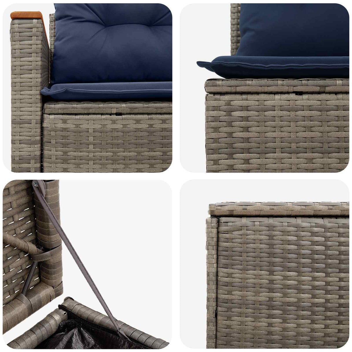 Set sofe 7 kom. Siva i tamnoplava 123 x 62 x 69 cm