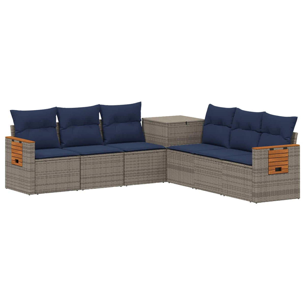 Set sofe 7 kom. Siva i tamnoplava 123 x 62 x 69 cm