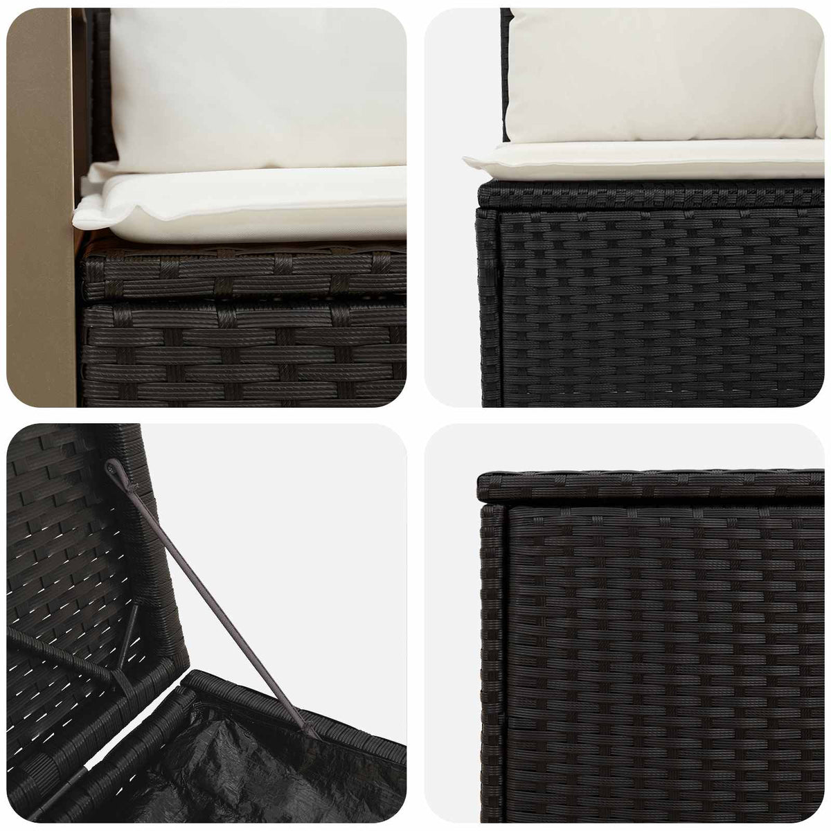 Set sofe 7 kom. Crna i krem-bijela 118 x 62 x 69 cm
