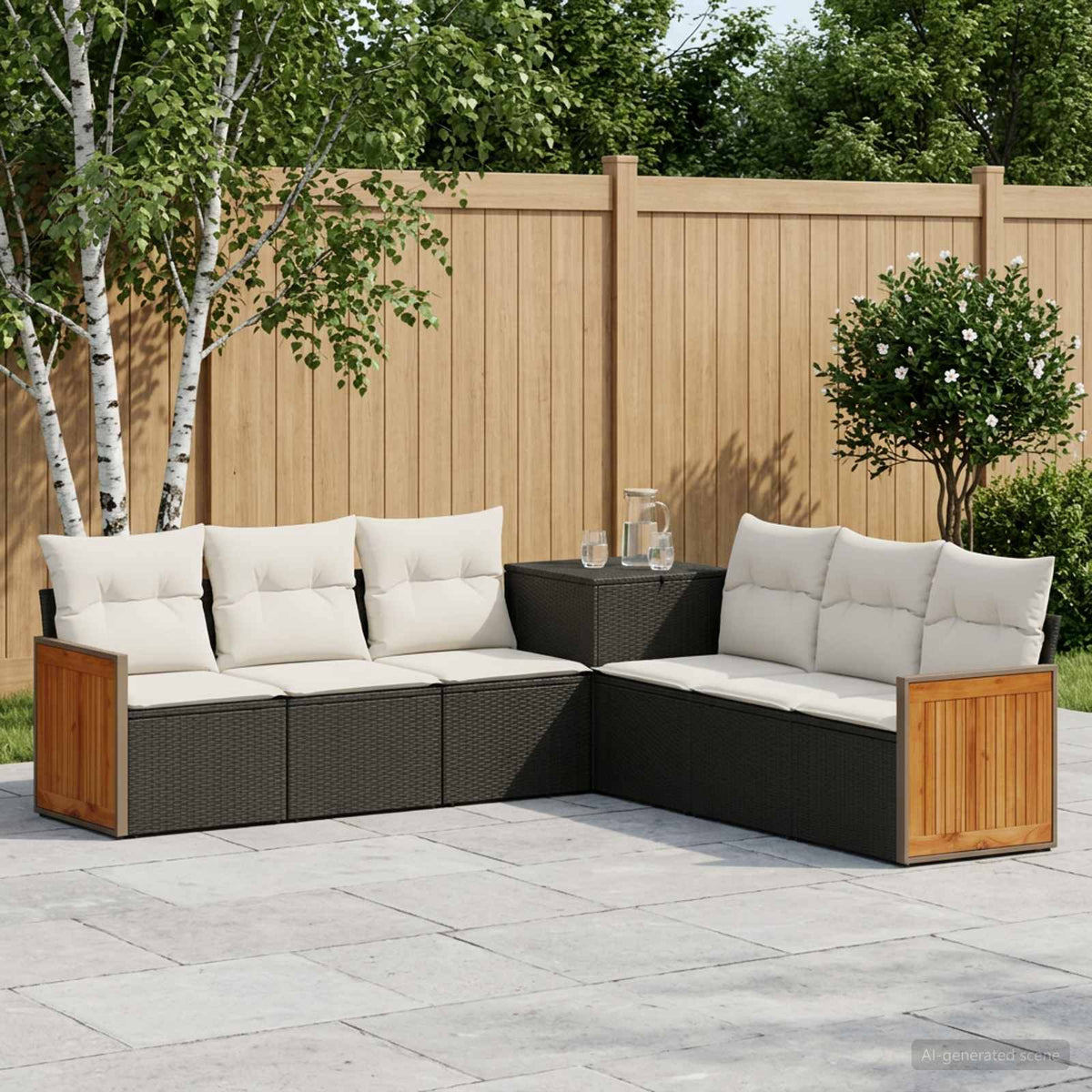 Set sofe 7 kom. Crna i krem-bijela 118 x 62 x 69 cm