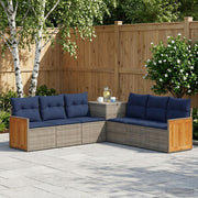 Set sofe 7 kom. Siva i tamnoplava 118 x 62 x 69 cm