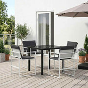 Vrtni set za objed 5 pcs Bijela i antracit 80 x 80 x 73 cm
