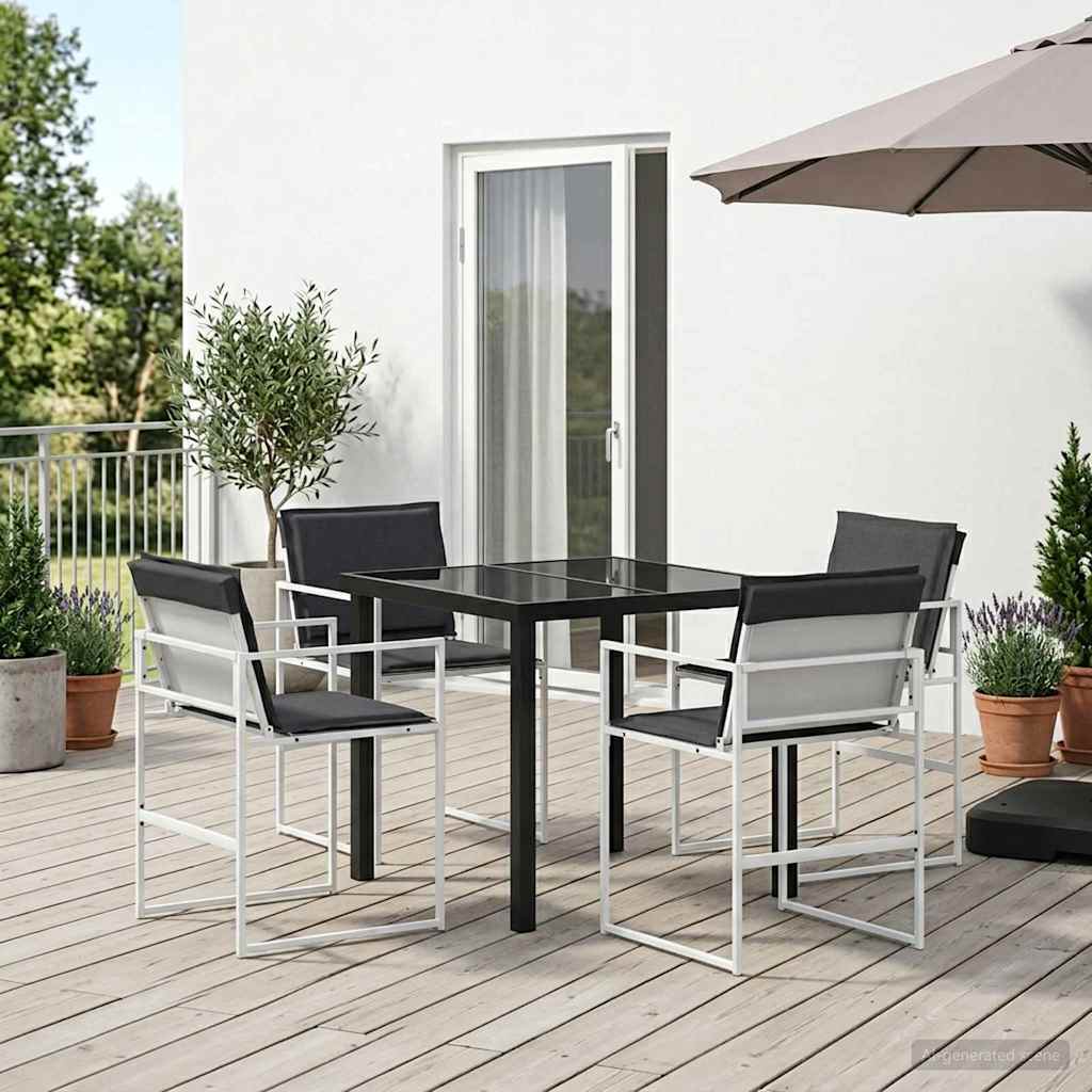 Vrtni set za objed 5 pcs Bijela i antracit 80 x 80 x 73 cm
