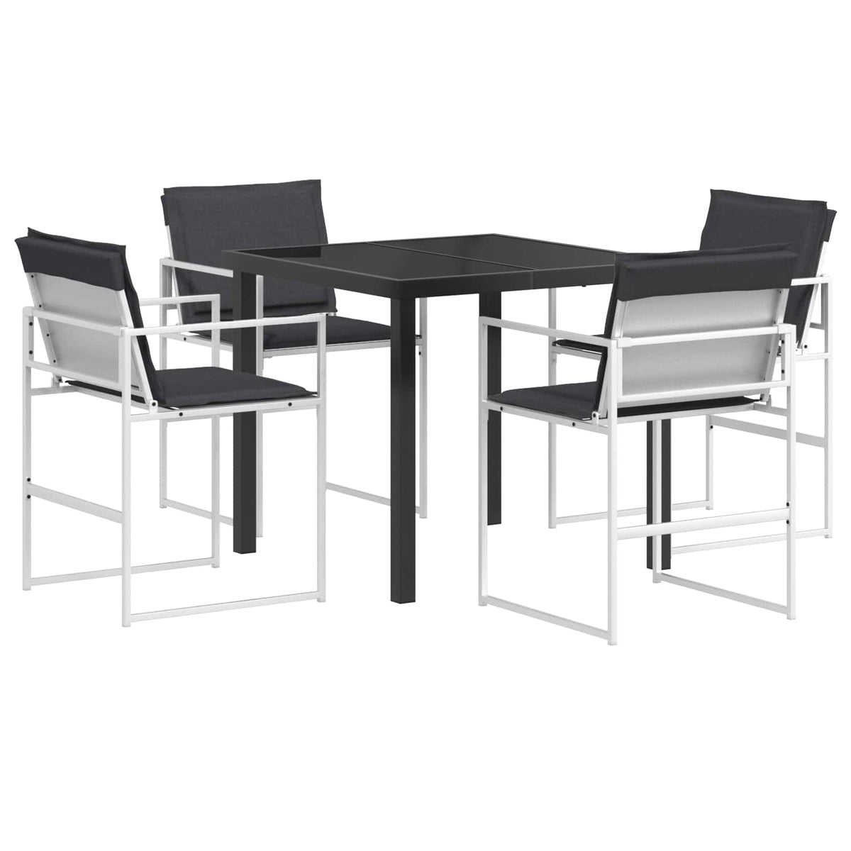 Vrtni set za objed 5 pcs Bijela i antracit 80 x 80 x 73 cm