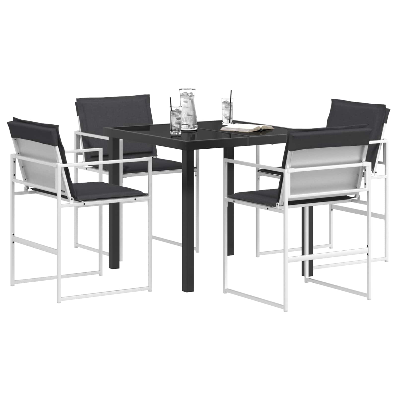Vrtni set za objed 5 pcs Bijela i antracit 80 x 80 x 73 cm