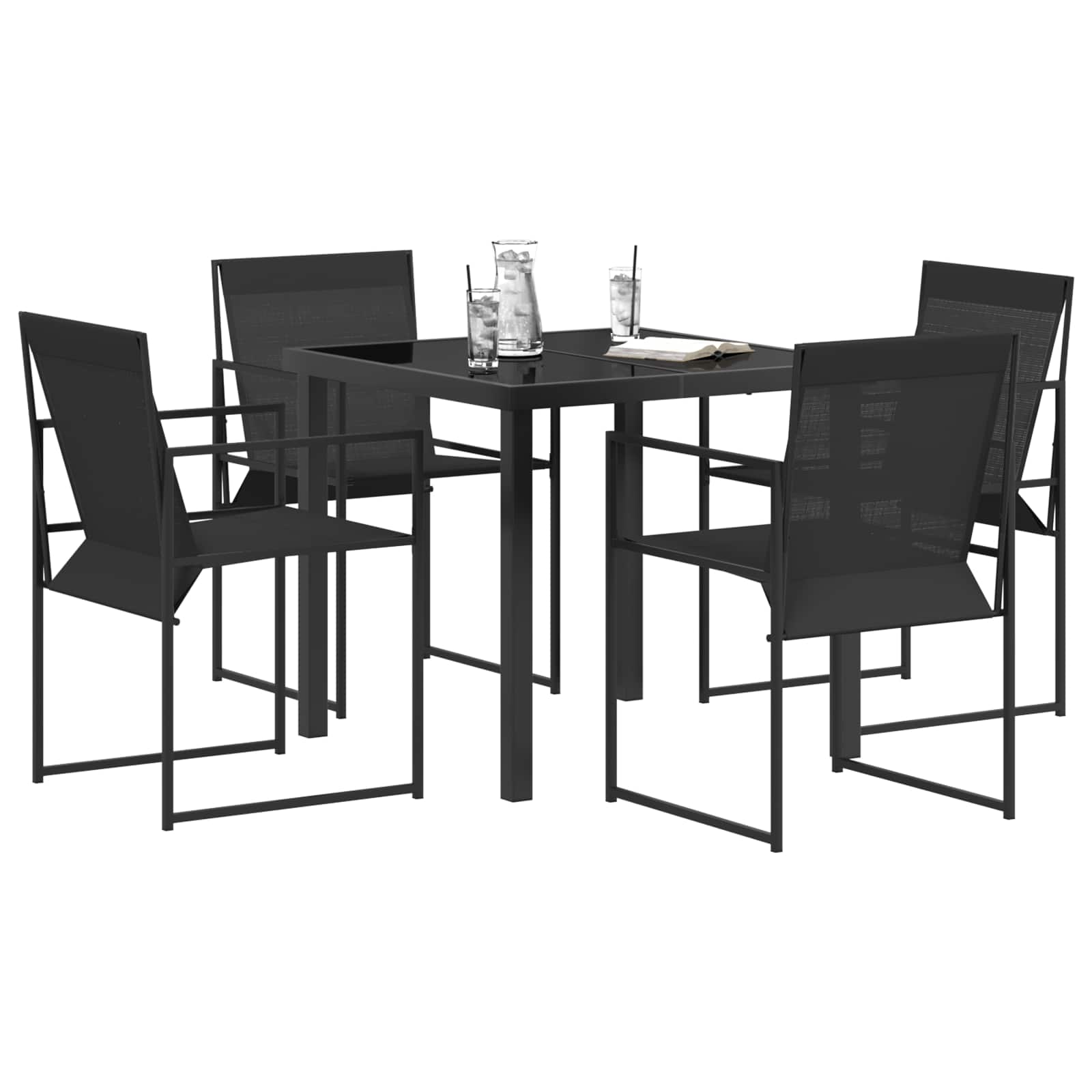Vrtni set za objed 5 pcs Crna Textilene i čelik