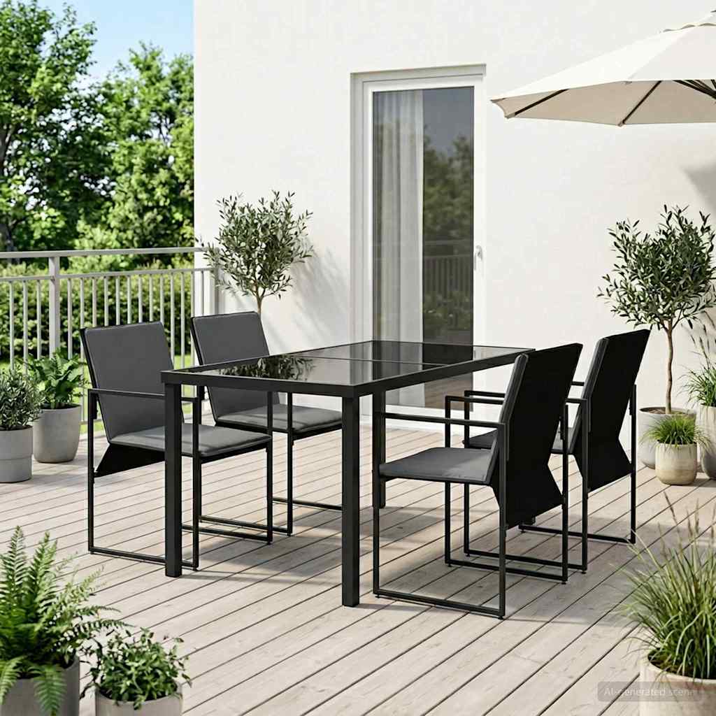 Vrtni set za objed 5 pcs Crna i antracit 140 x 70 x 73 cm