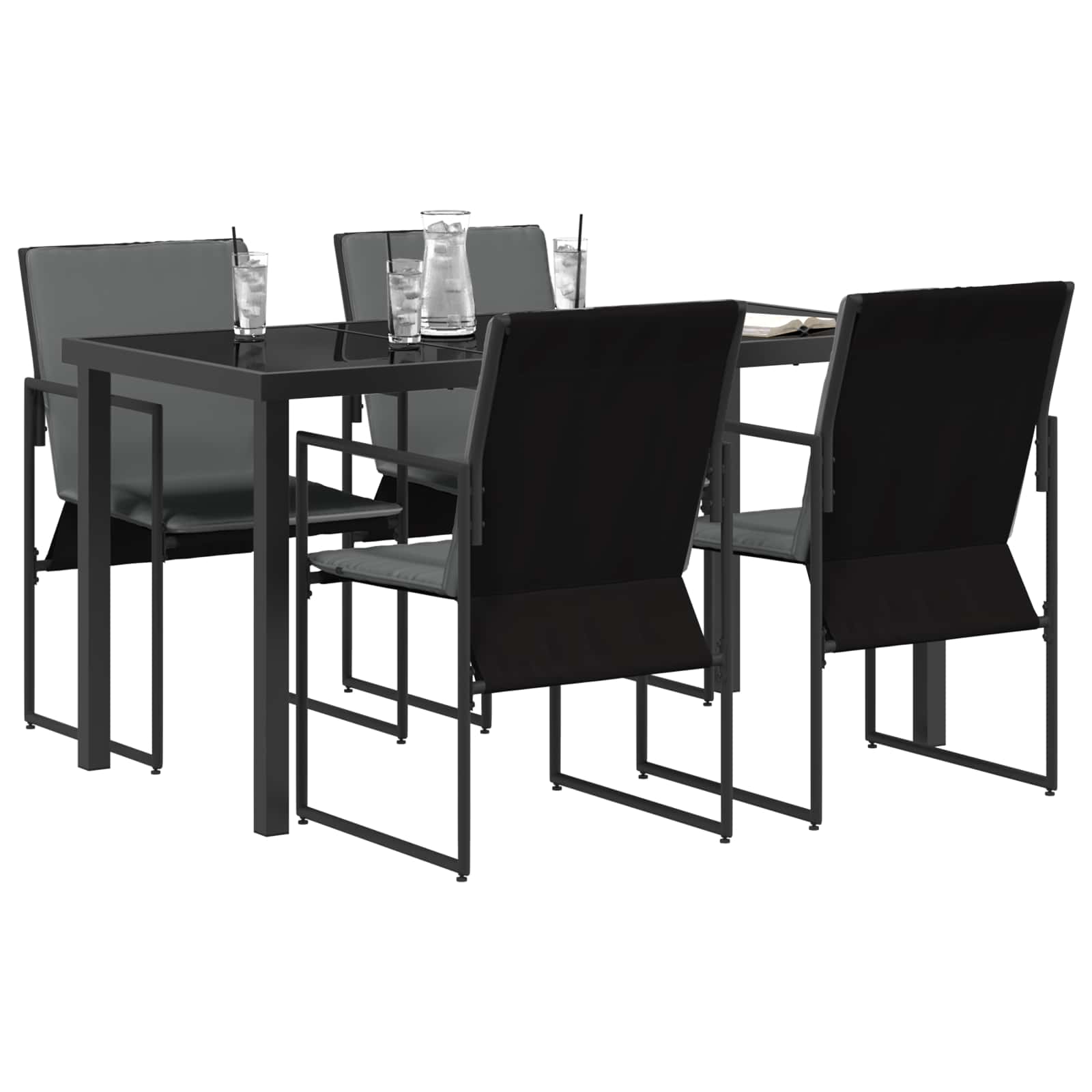 Vrtni set za objed 5 pcs Crna i antracit 140 x 70 x 73 cm