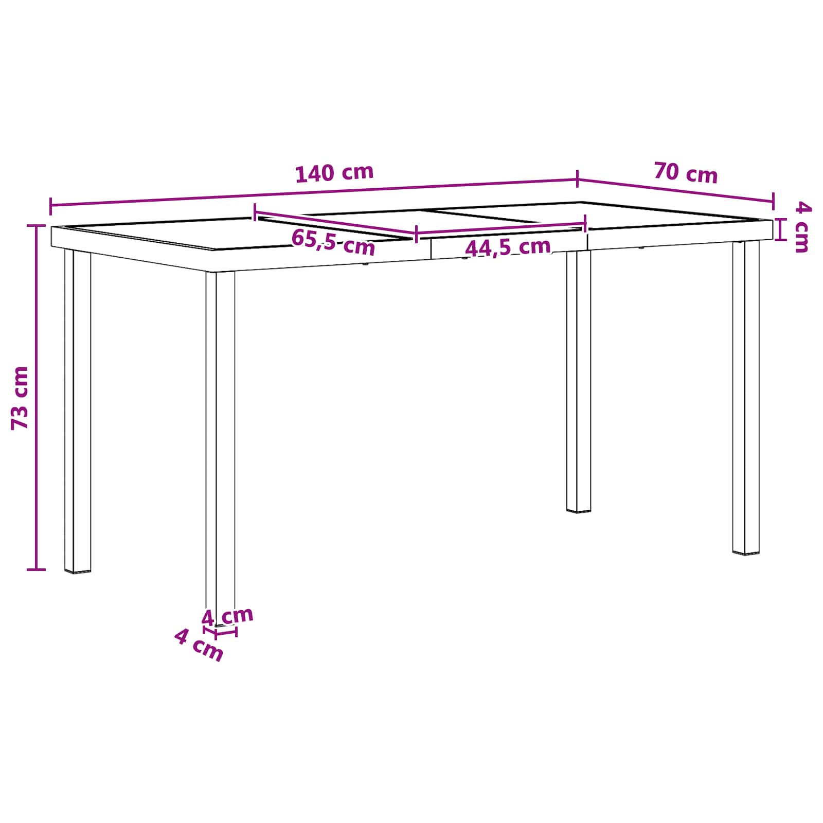 Vrtni set za objed 5 pcs Crna i antracit 140 x 70 x 73 cm