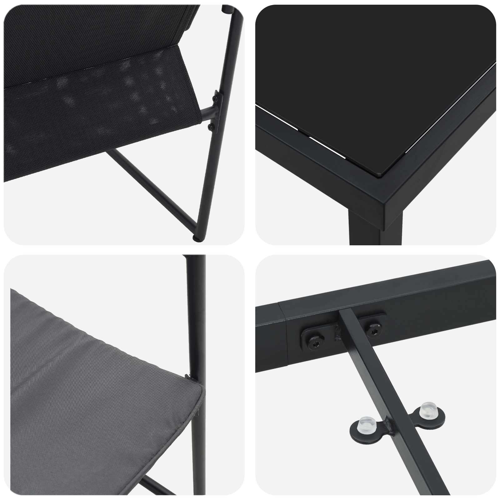 Vrtni set za objed 9 pcs Crna i antracit 160 x 80 x 73 cm