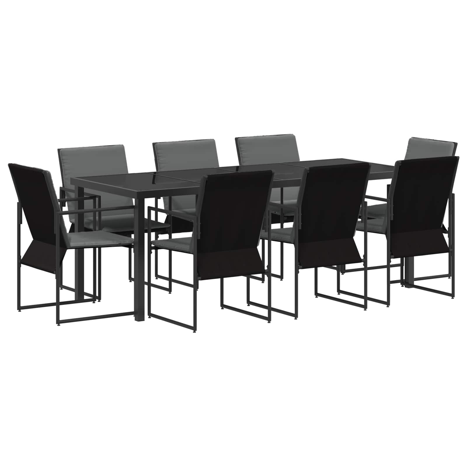 Vrtni set za objed 9 pcs Crna i antracit 200 x 80 x 73 cm