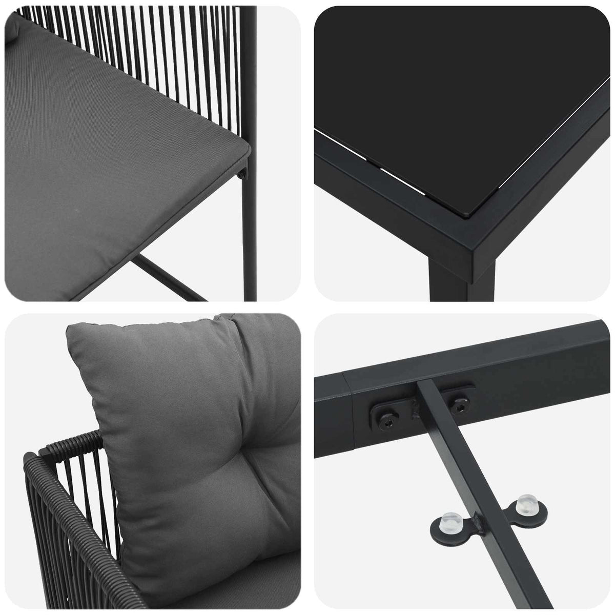 Vrtni set za objed 5 pcs Crna i antracit 140 x 80 x 73 cm