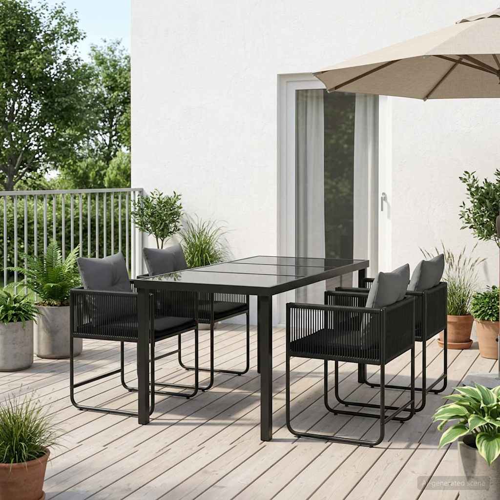 Vrtni set za objed 5 pcs Crna i antracit 140 x 80 x 73 cm