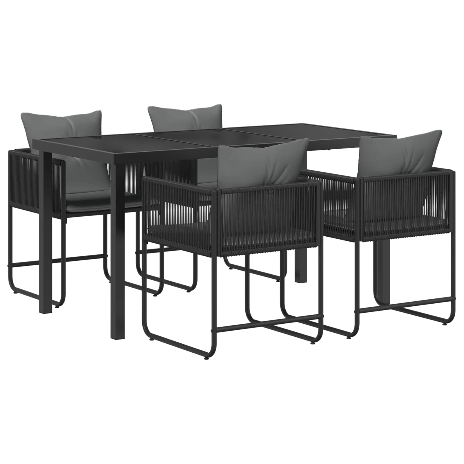 Vrtni set za objed 5 pcs Crna i antracit 140 x 80 x 73 cm