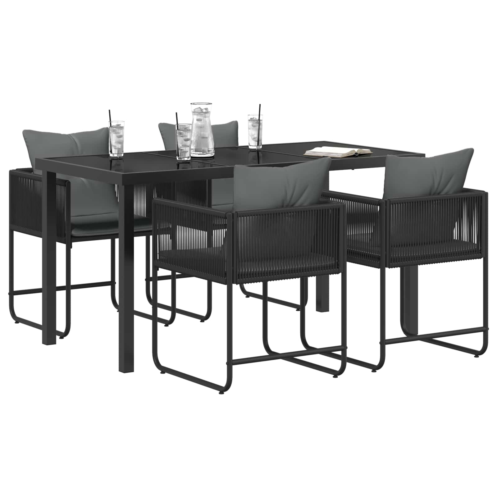 Vrtni set za objed 5 pcs Crna i antracit 140 x 80 x 73 cm