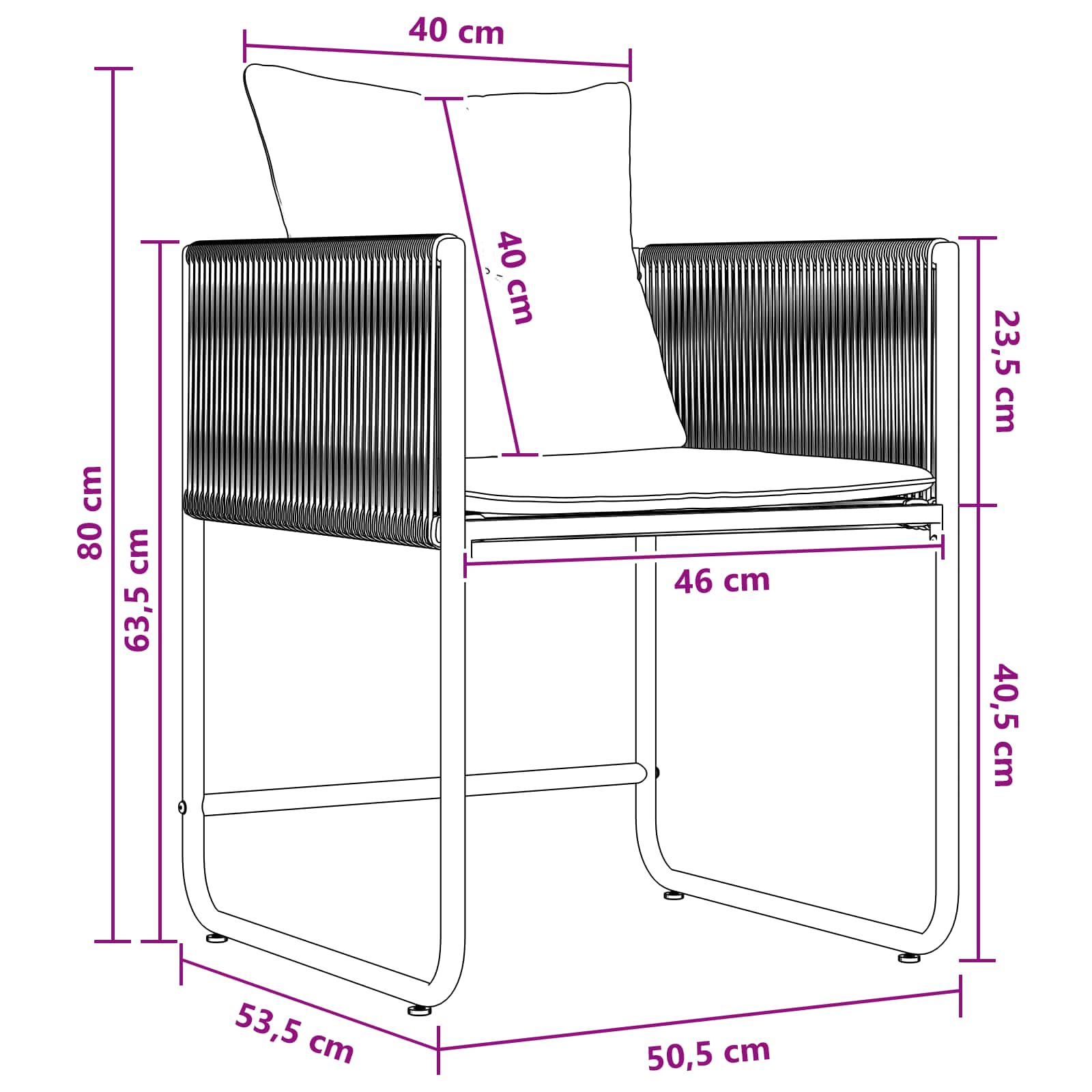 Vrtni set za objed 5 pcs Crna i antracit 140 x 80 x 73 cm