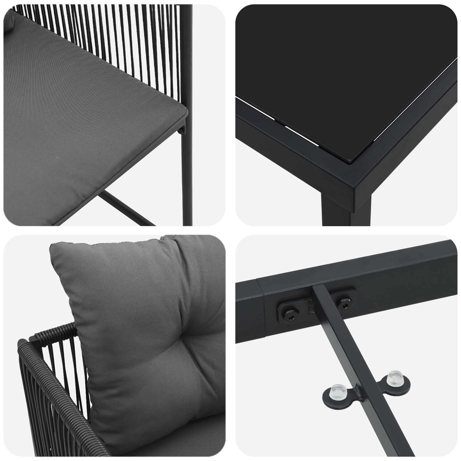 Vrtni set za objed 9 pcs Crna i antracit 200 x 80 x 73 cm