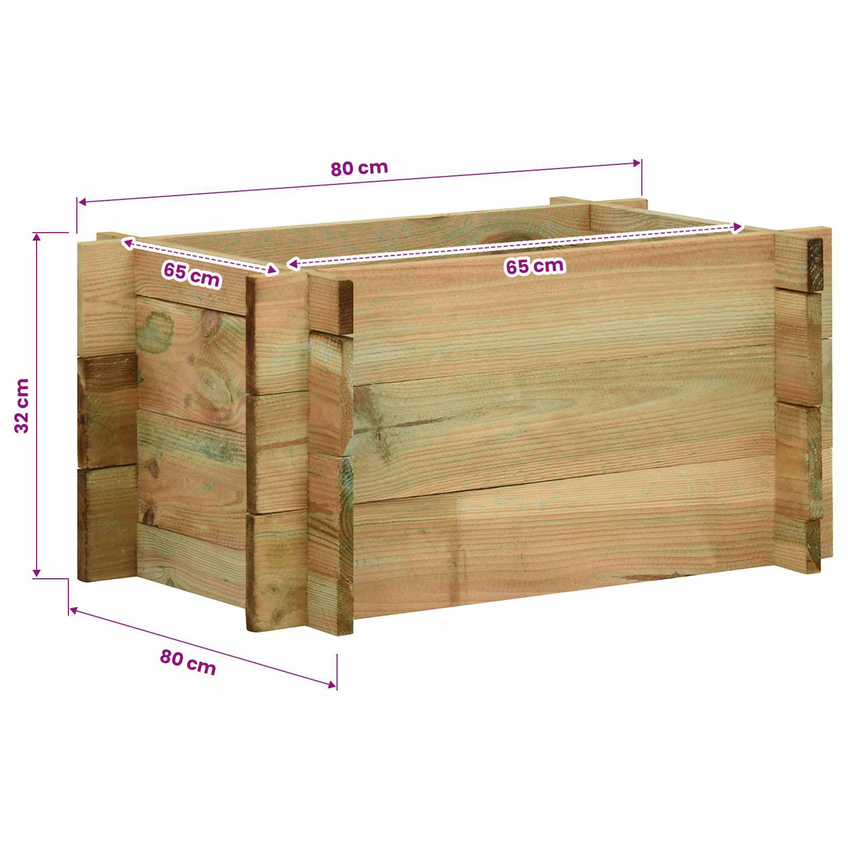 Povišena vrtna gredica za povrće od impregnirane borovine 80 cm