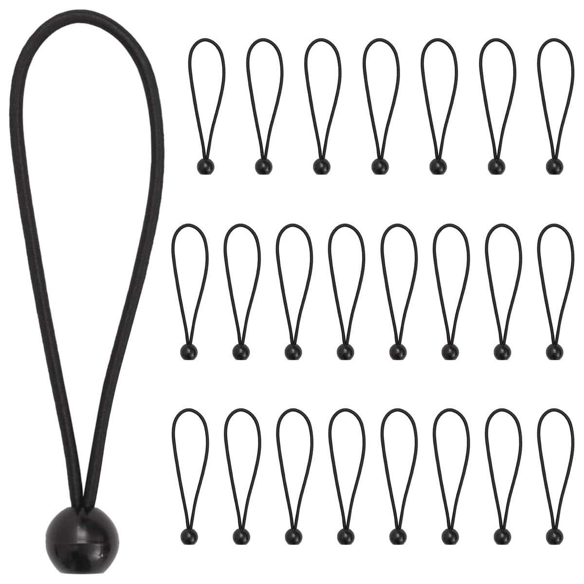 Bungee uže s lopticama Crna 4 mm x 22 cm Polipropilen