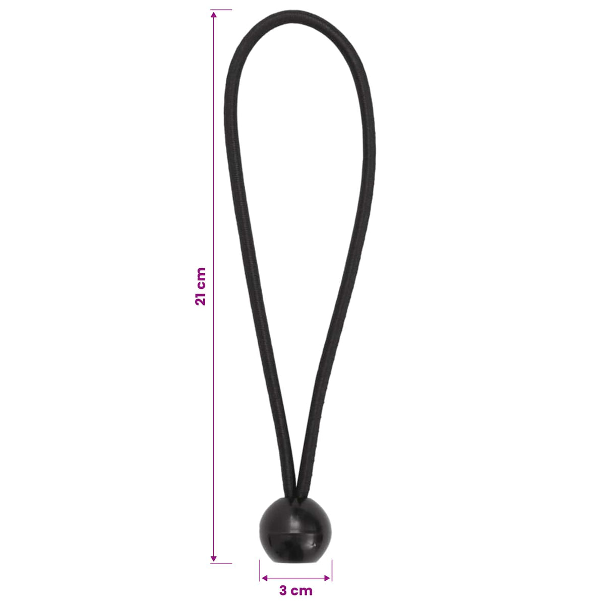 Bungee uže s lopticama Crna 4 mm x 22 cm Polipropilen