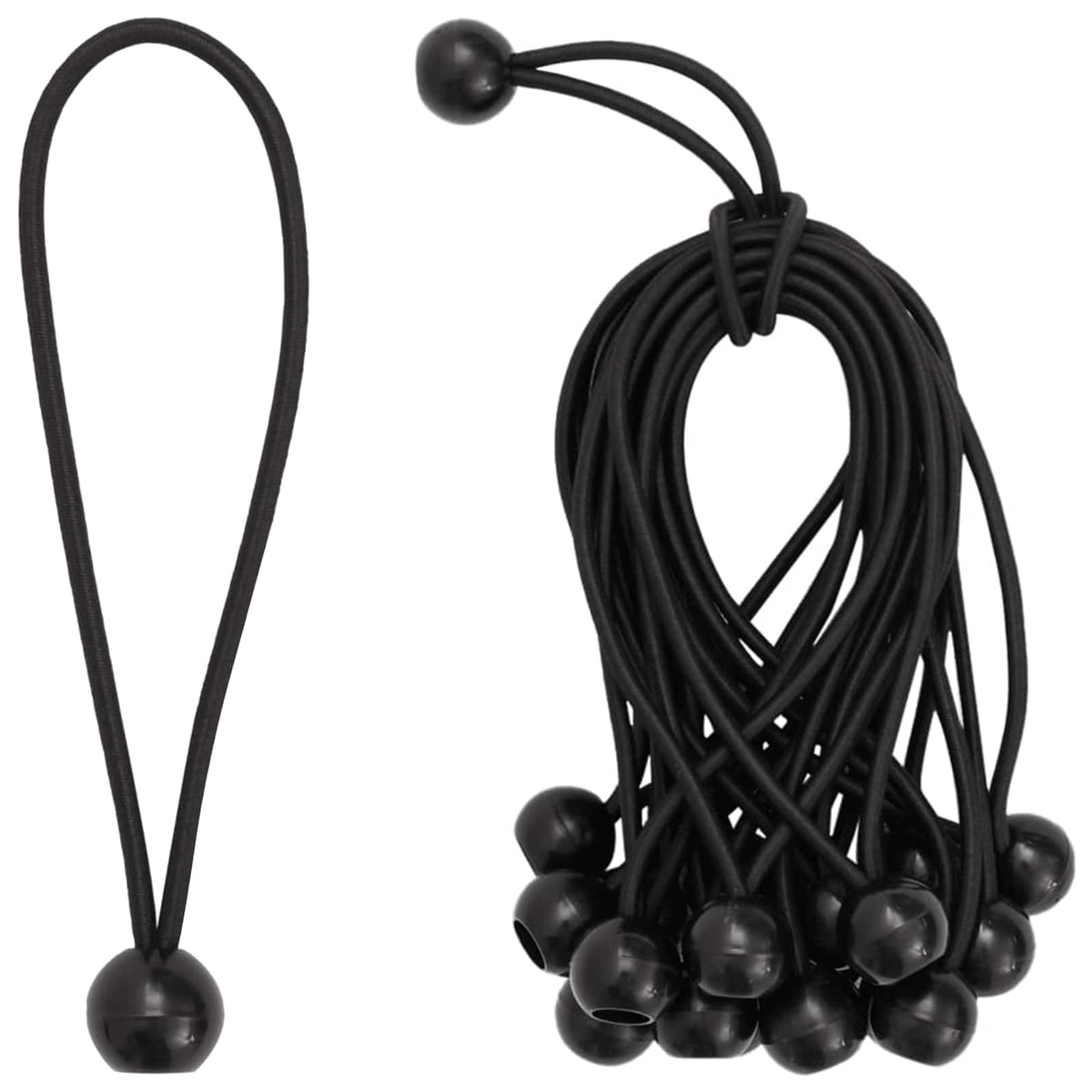 Bungee uže s lopticama Crna 4 mm x 22 cm Polipropilen