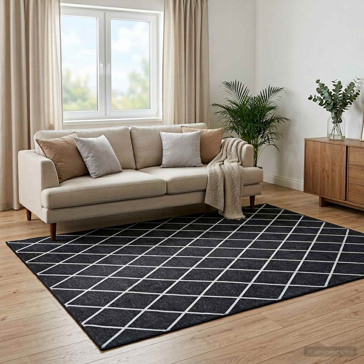 Tepih ORIZ Crni dijamantni uzorak 160 x 230 cm 100% poliester