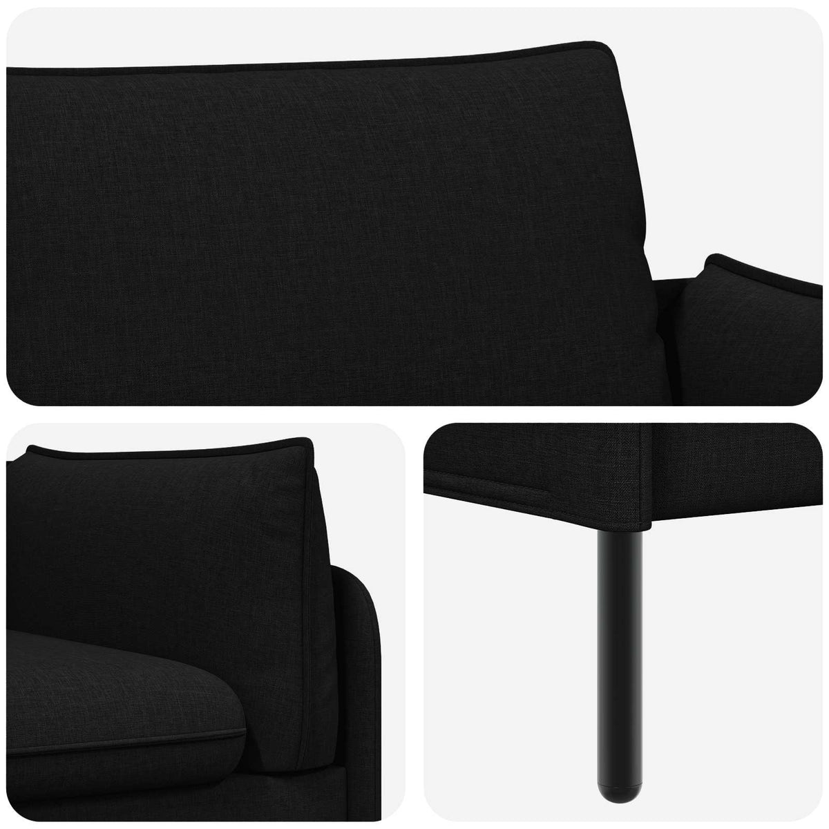 Sofa za dvije osobe Crna 188 x 81 x 89 cm Tkanina