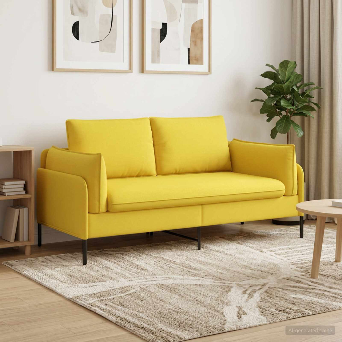 Sofa za dvije osobe Svijetlo žuta 188 x 81 x 89 cm Tkanina