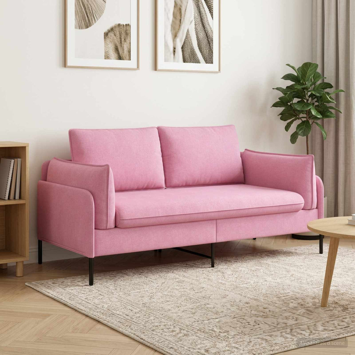 Sofa za dvije osobe Ružičasta 188 x 81 x 89 cm Tkanina