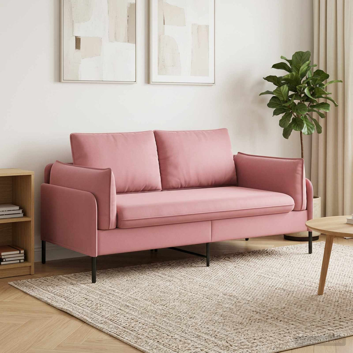 Sofa za dvije osobe 2-sjedalo Ružičasta 188 x 81 x 89 cm Baršun