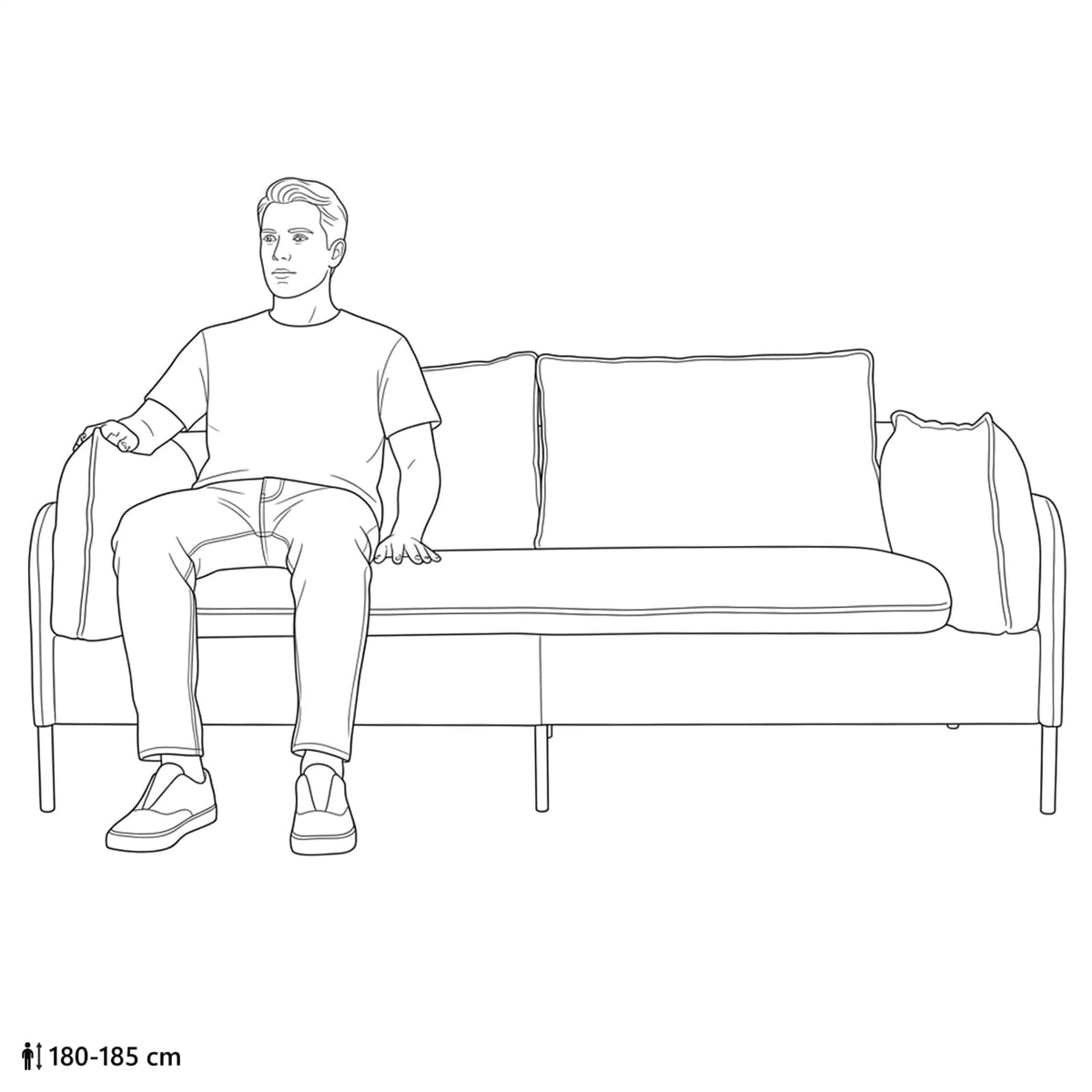 Sofa za dvije osobe Crna 188 x 81 x 89 cm Umjetna koža