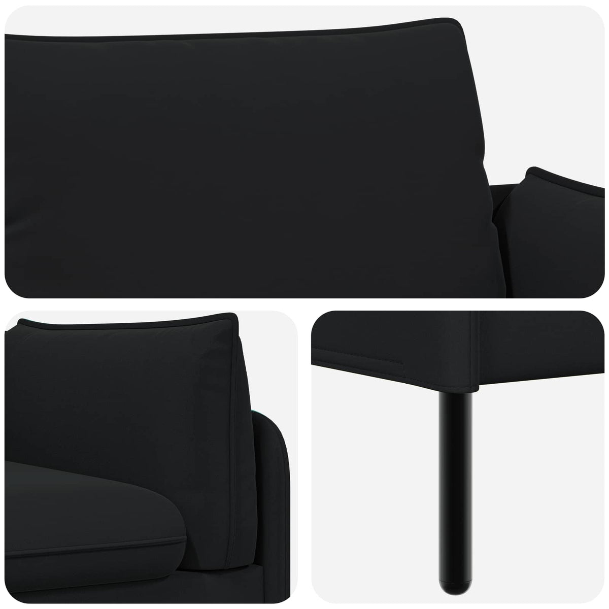 Sofa za 3 osobe Crna 222 x 81 x 89 cm Baršun
